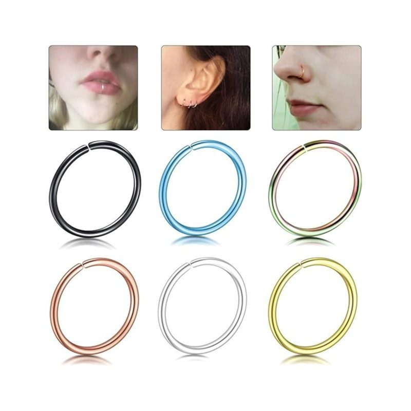 Nose Rings Set, 6pcs Stainless Steel Body Piercing Jewelry